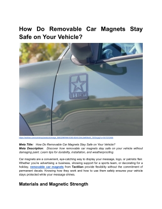 BLOG 2 _ How Do Removable Car Magnets Stay Safe on Your Vehicle_