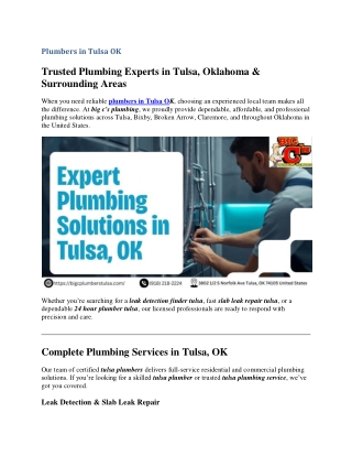 Plumbing in Tulsa – Quality Guaranteed