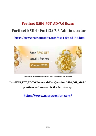 NSE4_FGT_AD-7.6 NSE 4 - FortiOS 7.6 Administrator PDF Questions