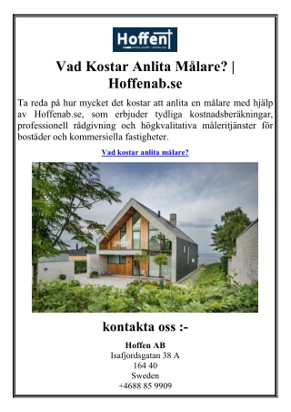 Vad Kostar Anlita Målare Hoffenab.se