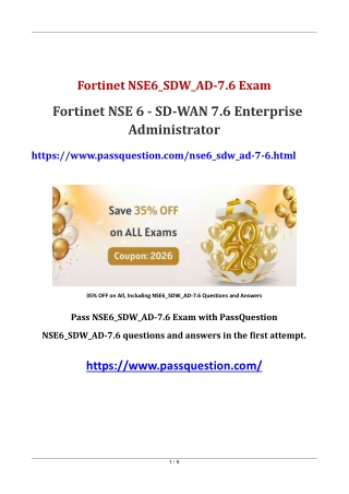 NSE6_SDW_AD-7.6 NSE 6 - SD-WAN 7.6 Enterprise Administrator PDF Questions