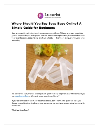 Buy Soap Base Online – How to Choose the Best Soap Base