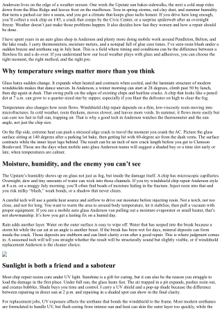 How Weather Affects Windshield Repair in Anderson