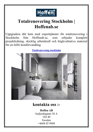 Totalrenovering Stockholm  Hoffenab.se