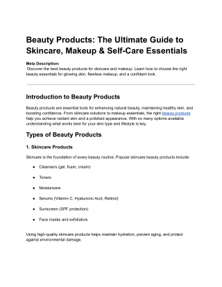 Beauty Products_ The Ultimate Guide to Skincare, Makeup & Self-Care Essentials