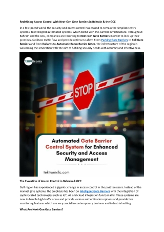 Redefining Access Control with Next-Gen Gate Barriers in Bahrain & the GCC