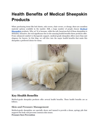 Health Benefits of medical sheepskin Products