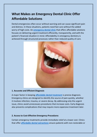 What Makes an Emergency Dental Clinic Offer Affordable Solutions