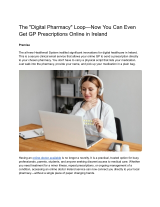 The Digital Pharmacy Loop—Now You Can Even Get GP Prescriptions Online in Ireland
