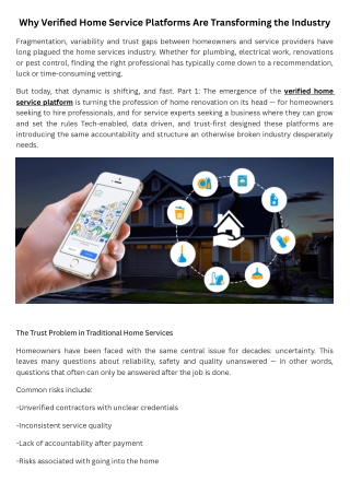 Why Verified Home Service Platforms Are Transforming the Industry