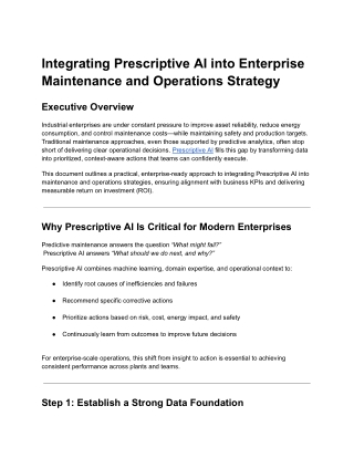 Integrating Prescriptive AI into Enterprise Maintenance and Operations Strategy