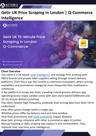 Getir UK Price Scraping in London Q-Commerce Intelligence