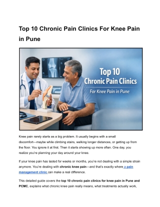 Top 10 Chronic Pain Clinics For Knee Pain in Pune