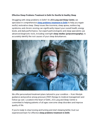 Effective Sleep Problems Treatment in Delhi for Restful & Healthy Sleep