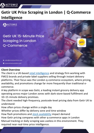 Getir UK Price Scraping in London Q-Commerce Intelligence