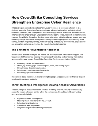 How CrowdStrike Consulting Services Strengthen Enterprise Cyber Resilience
