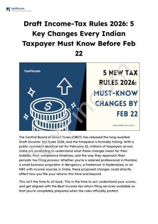Draft Income-Tax Rules 2026: 5 Key Changes Every Indian Taxpayer Must Know Befor