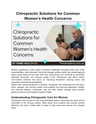 Chiropractic Solutions for Common Women’s Health Concerns