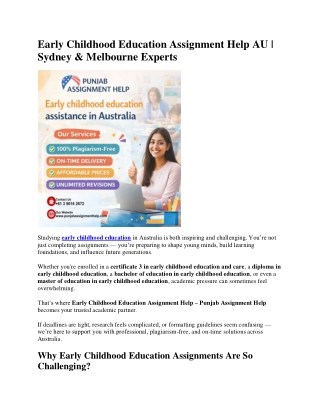 Early Childhood Education Assignment Help AU | Sydney & Melbourne Experts