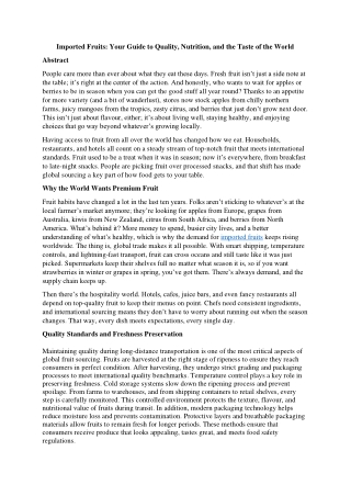 Imported Fruits: Your Guide to Quality, Nutrition, and the Taste of the World