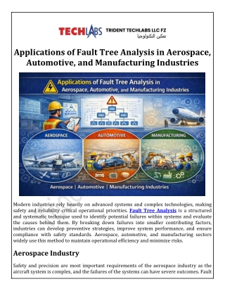 Applications of Fault Tree Analysis in Aerospace, Automotive, and Manufacturing
