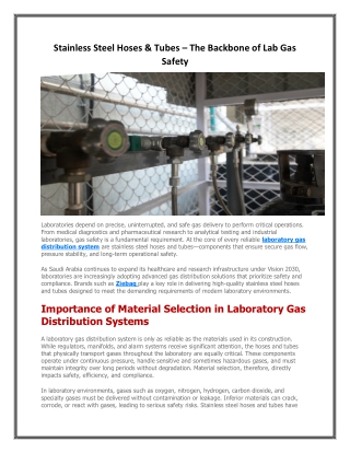 Stainless Steel Hoses & Tubes – The Backbone of Lab Gas Safety