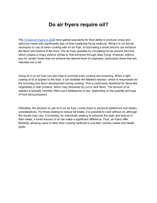 Do air fryers require oil