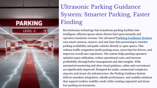 Ultrasonic Parking Guidance System Smarter Parking Faster Finding