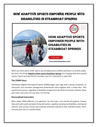 How Adaptive Sports Empower People with Disabilities in Steamboat Springs