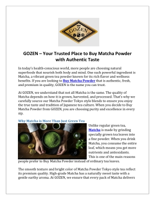 GOZEN – Your Trusted Place to Buy Matcha Powder with Authentic Taste