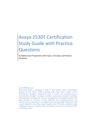 Avaya 2530T Certification Study Guide with Practice Questions