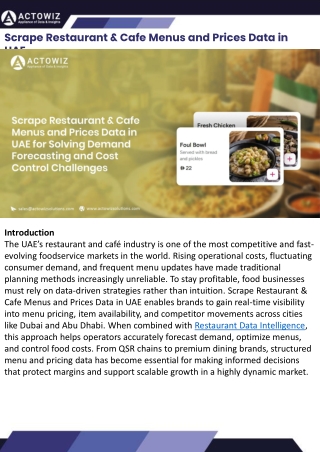 Scrape Restaurant & Cafe Menus and Prices Data in UAE