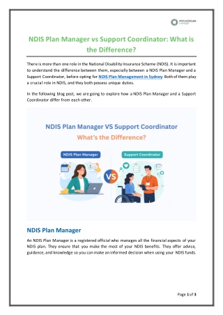 NDIS Plan Manager vs Support Coordinator: What is the Difference?