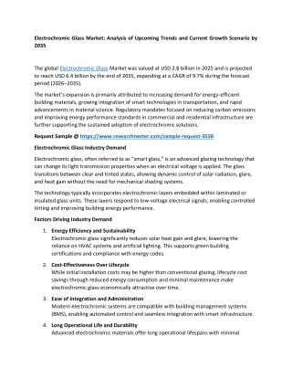 Electrochromic Glass Market Players and Forecast Till 2035