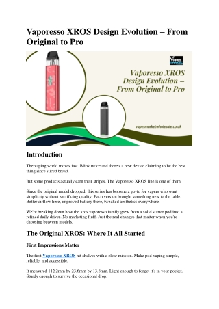 Vaporesso XROS Design Evolution – From Original to Pro