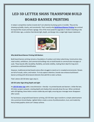 LED 3D Letter Signs Transform Build Board Banner Printing