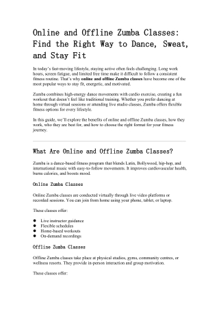 Online and Offline Zumba Classes Find the Right Way to Dance, Sweat, and Stay Fit