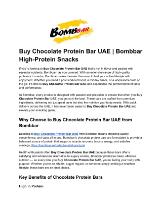 Buy Chocolate Protein Bar UAE _ Bombbar High-Protein Snacks.docx
