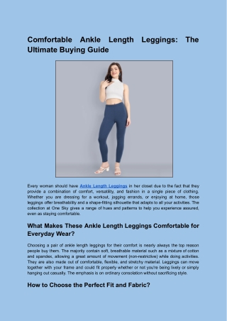 Comfortable Ankle Length Leggings_ The Ultimate Buying Guide
