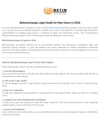 Betinexchange Login Guide for New Users in 2026