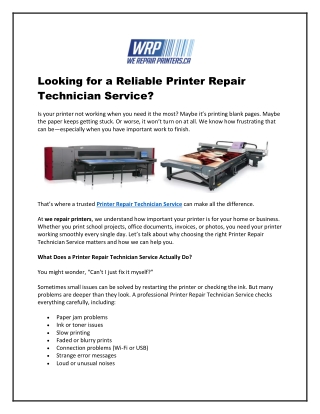Professional Printer Repair Technician Service for All Printer Brands