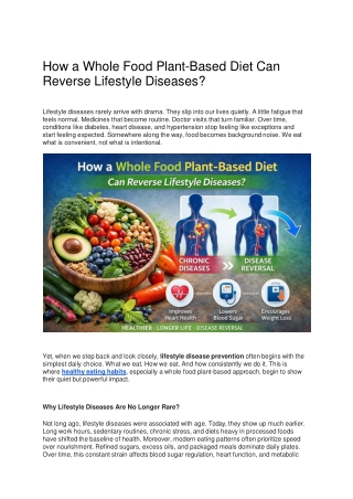 How a Whole Food Plant-Based Diet Can Reverse Lifestyle Diseases