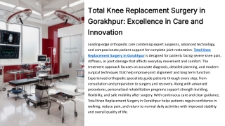 Total Knee Replacement Surgery in Gorakhpur Excellence in Care and Innovation