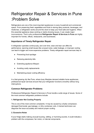 Refrigerator Repair & Services in Pune _Problem Solve