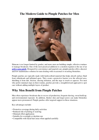 The Modern Guide to Pimple Patches for Men