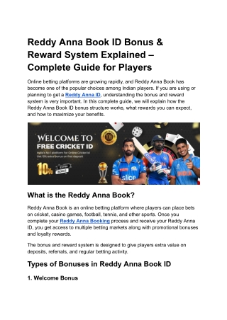 Reddy Anna Book ID Bonus & Reward System Explained – Complete Guide for Players