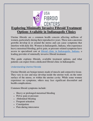 Exploring Minimally Invasive Fibroid Treatment Options Available in Indianapolis Clinics