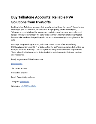 Buy Talkatone Accounts_ Reliable PVA Solutions from PvaSofts