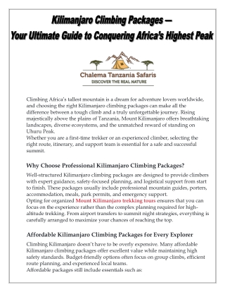 Kilimanjaro Climbing Packages — Your Ultimate Guide to Conquering Africa’s Highest Peak