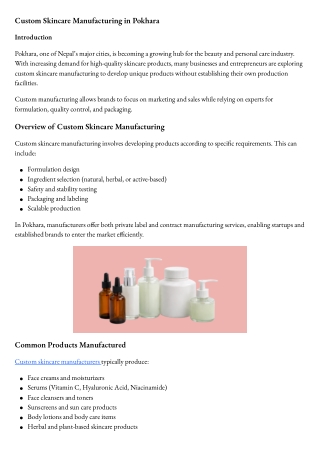 Custom Skincare Manufacturer in Pokhara